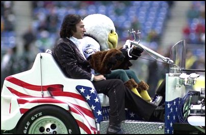 Neil Diamond impersonator Tom performed at Veterans' Stadium in Philadelphia for the Philly Eagles vs Dallas Cowboys game.